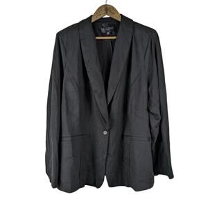 Eloquii Blazer 22 V Black Drapey Relaxed Lapel Collar Professional Career Jacket
